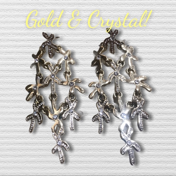 Faux Gold and Crystal statement earrings - Picture 5 of 10